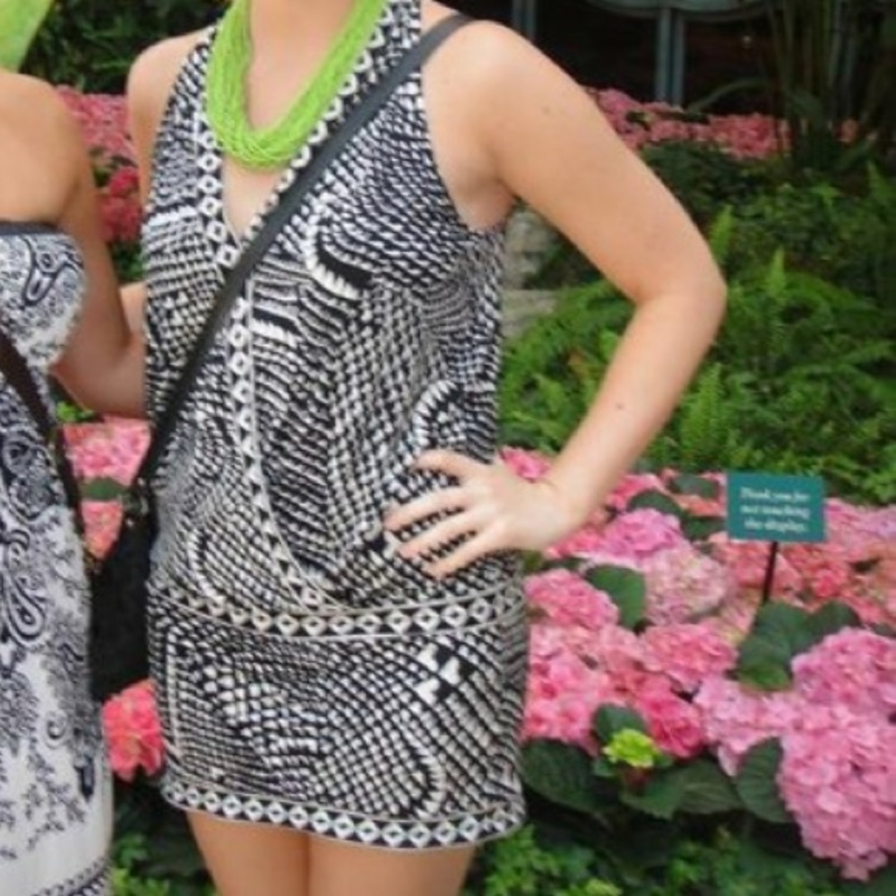 BCBG Black and White Geometric Maxi Dress
